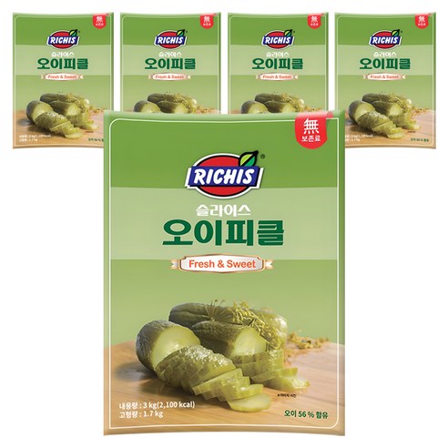 리치스 슬라이스 오이피클 파우치, 3kg, 5개