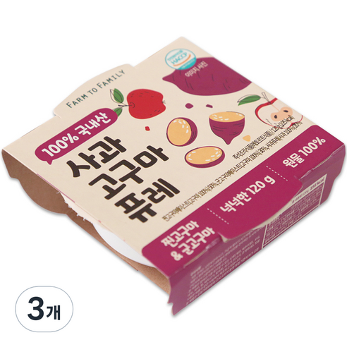 팜투패밀리 사과 고구마 퓨레, 사과/고구마, 120g, 3개