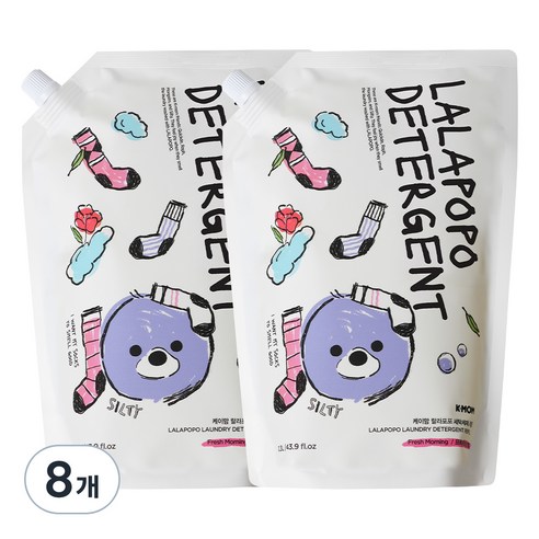 케이맘 랄라포포 유아용 세탁세제 프레시모닝향 리필, 8개, 1.3L
