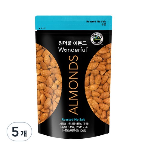 파라마운트팜스 원더풀 아몬드, 400g, 5개