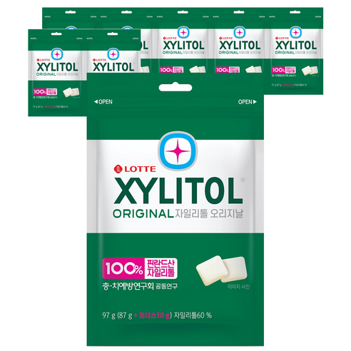롯데자일리톨 오리지날 껌 리필, 97g, 8개