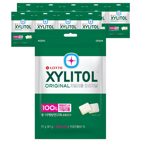롯데자일리톨 오리지날 껌 리필, 97g, 10개