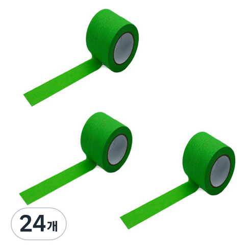 만들하비 컬러 종이 마스킹 테이프 1cm x 13m, 그린, 24개