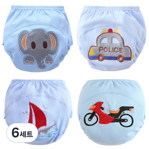 엠케이 남아용 앙증 조이멀티 순면 배변훈련팬티 4종세트, 랜덤 발송, 6세트