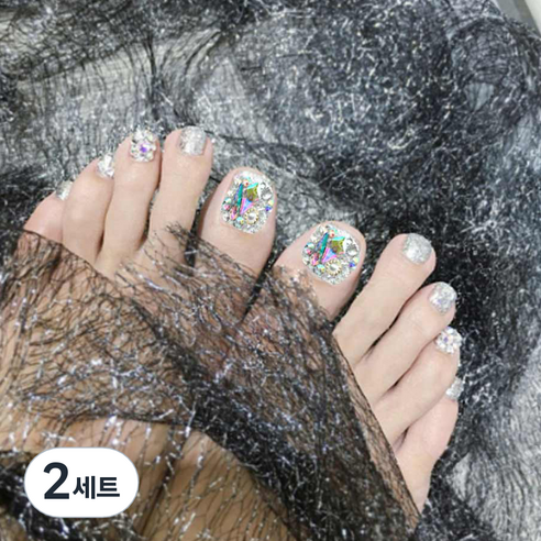 네이처스파머 컬렉션 페디팁 24p 세트 J-104, 오로라 다이아몬드 풀스톤, 2개