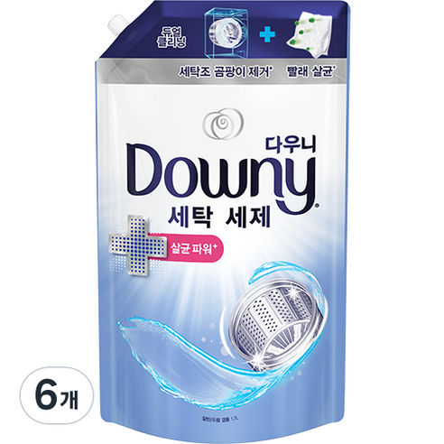다우니 프리미엄 살균 파워 세탁세제 리필, 1700ml, 6개