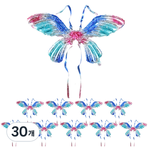 MEO 홈 생일파티 나비 날개풍선 믹스윙 샤이닝, 블루민트, 30개
