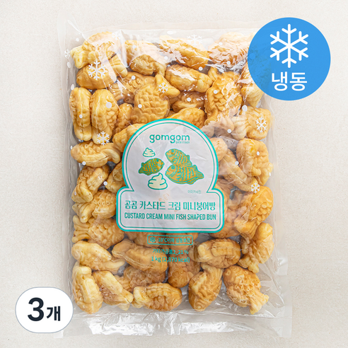 곰곰 카스타드크림 미니붕어빵(냉동), 1kg, 1개, 3개