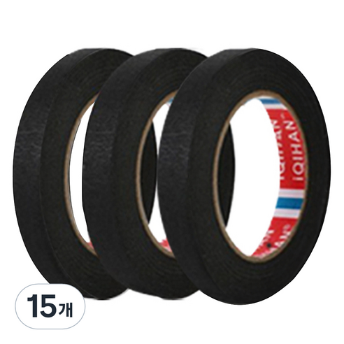다다 칼라 마스킹 종이테이프 20mm x 15m, 블랙, 15개