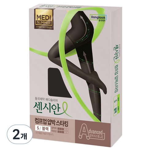 동국제약 센시안 컴프업 압박스타킹 블랙, 2개, 팬티형