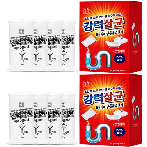 생활공식 강력 살균 배수구 클리너 4p, 600g, 2개