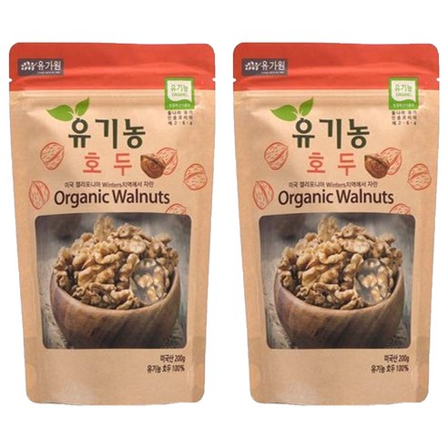 [유가원] 유기농 호두 봉지, 200g, 2개