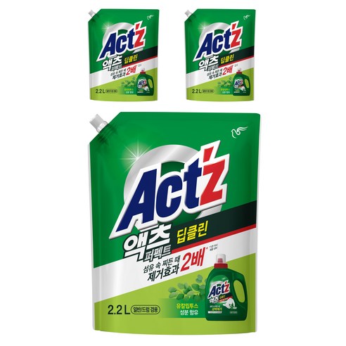 액츠 퍼펙트 딥클린 액상세제 리필, 2.2L, 3개