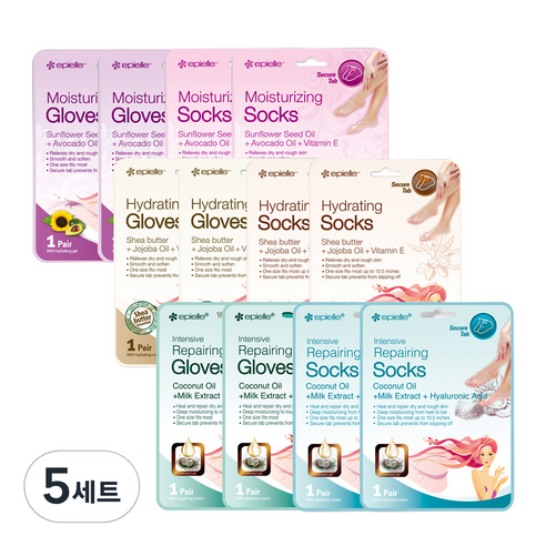 에피엘르 핸드 앤 풋 마스크팩 모이스춰라이징 4p + 하이드레이팅 4p + 리페어링 4p, 5세트