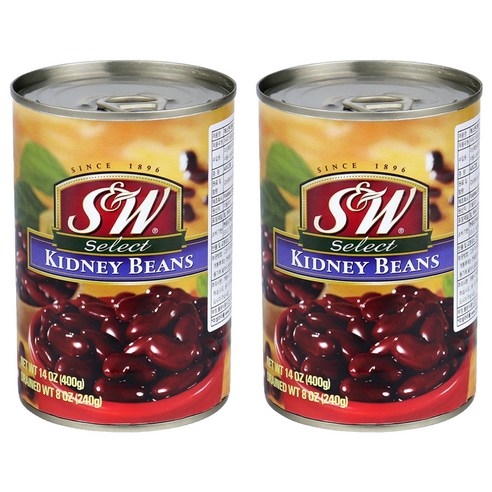 에스앤더블유 키드니빈스 통조림, 400g, 2개