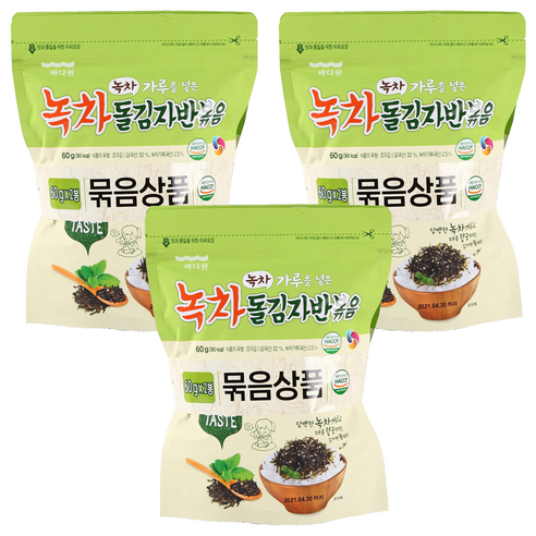 바다원 녹차맛 돌김자반 볶음, 60g, 6개