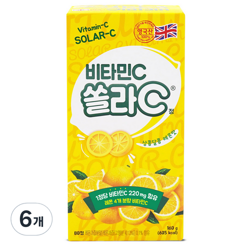고려은단 쏠라C 비타민 레몬맛 80p, 80정, 6개