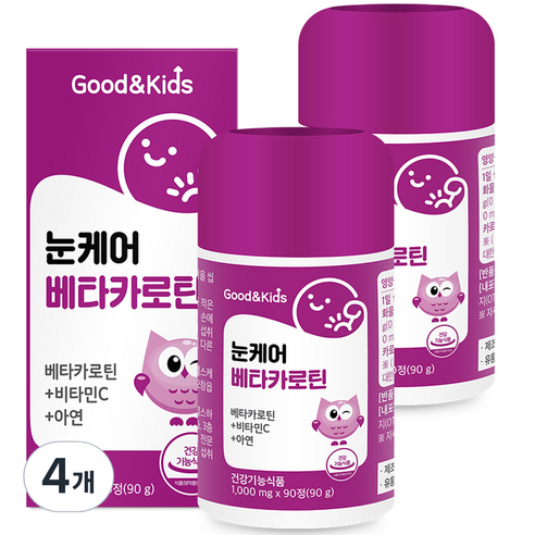 내츄럴플러스 굿앤키즈 눈케어 베타카로틴 90g, 90정, 4개, 90정
