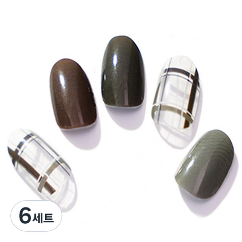 엔젤리 프리미엄 젤 네일 아트 스티커 세트, 6세트, 딥그린 앤 체크