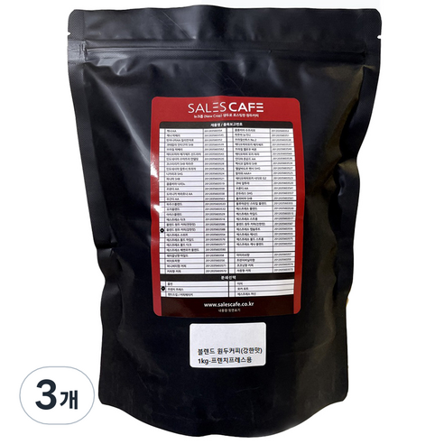 세일즈카페 블렌드 원두커피 강한맛, 프렌치프레스, 1kg, 3개