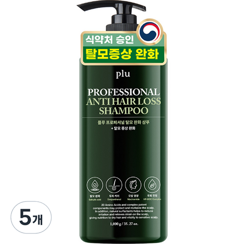 플루 프로페셔널 탈모 완화 샴푸, 1000g, 5개