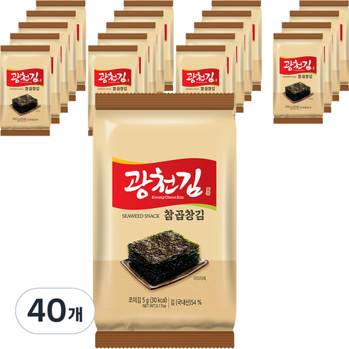 광천김 참 곱창 도시락김, 40개, 5g