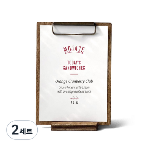 레트로오피스 우드 클립보드 A5 + 받침대, 혼합색상, 2세트