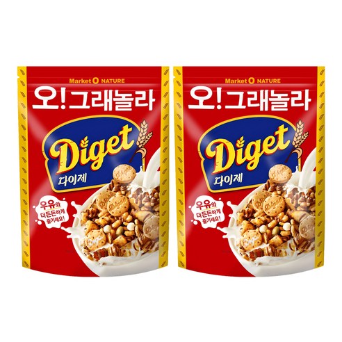 마켓오네이처 오 그래놀라 다이제 시리얼, 250g, 2개