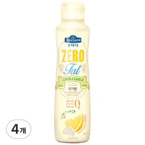 폰타나 무지방 레몬갈릭 드레싱, 230g, 4개
