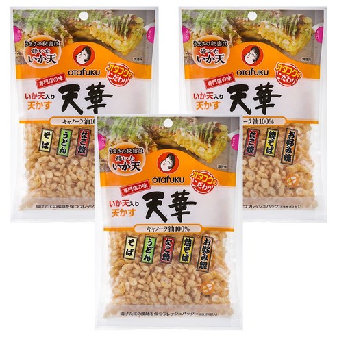 오타후쿠 이카텐 텐까스 오징어맛 우동 후레이크, 3개, 50g