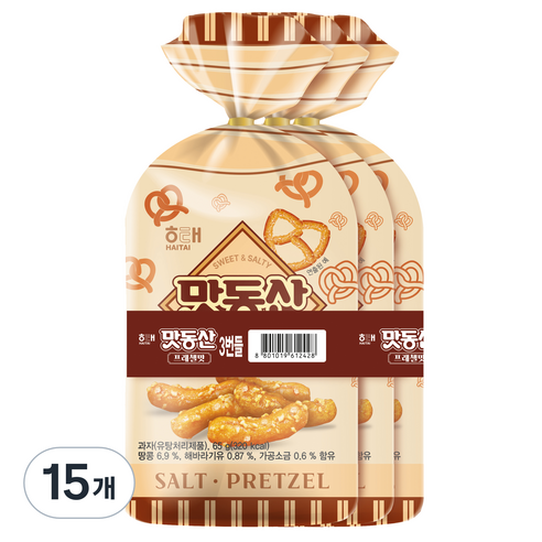 해태제과 맛동산 프레첼맛, 15개, 65g