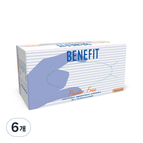 benefit 무분말 라텍스 장갑, 화이트 아이보리, 중(M), 6개