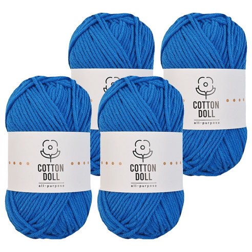 니뜨 코튼돌 뜨개실 50g, 4개, 32블루