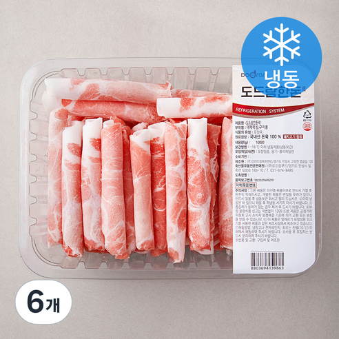 도드람한돈 대패 목심 구이용 (냉동), 1kg, 6개