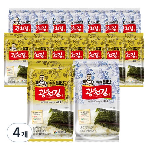 3대째 달인 재래 파래 혼합 광천김, 64g, 4개