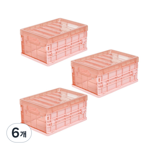 비스비바 블록 폴딩 박스, 핑크, S(21 x 15 x 10 cm), 6개
