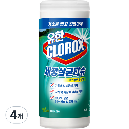 크로락스 세정살균티슈 후레쉬 센트 35p, 4개