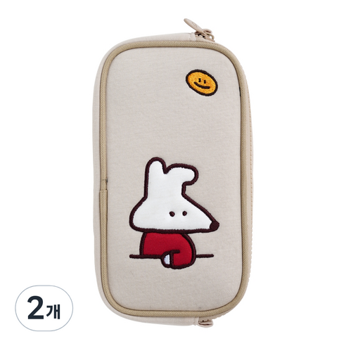 뭉구 부드러운 보바 엠보 파우치, 베이지, 2개