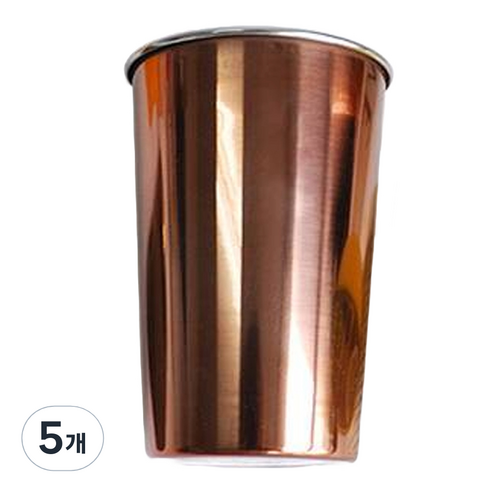 키친유 스텐 양치컵 500ml, 로즈골드, 5개