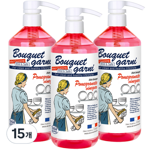 부케가르니 에코 주방세제 석류식초향, 15개, 750ml