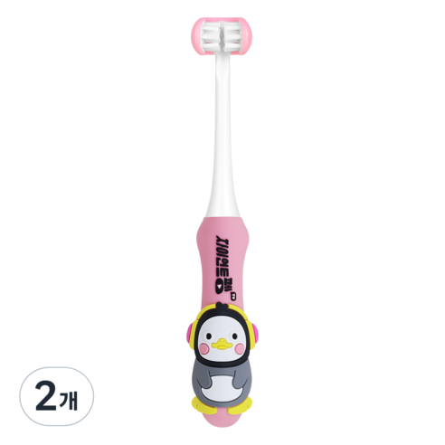 베이비 펭수 3D 키즈 칫솔, 베이비핑크, 2개, 1개입