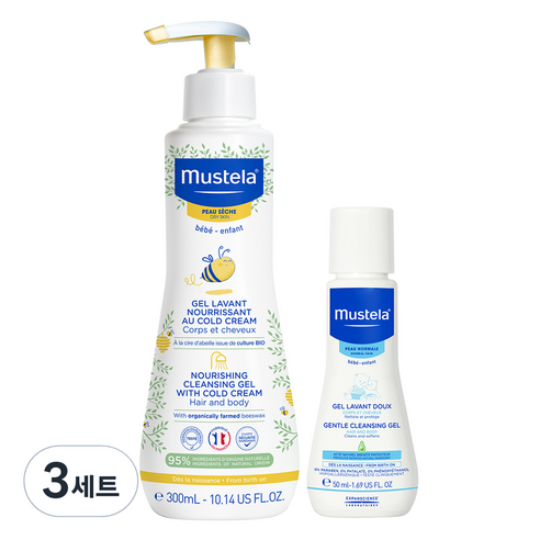 무스텔라 너리싱 클렌징 젤 위드 콜드 크림 300ml + 젠틀 클렌징 젤 50ml 세트, 3세트