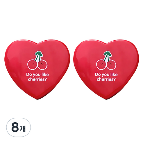 알럽뷰 하트모양 유니크 렌즈케이스, 레드, 8개