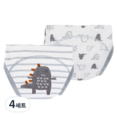 엠케이 순면 배변 훈련 팬티, C공룡(그레이), 4세트