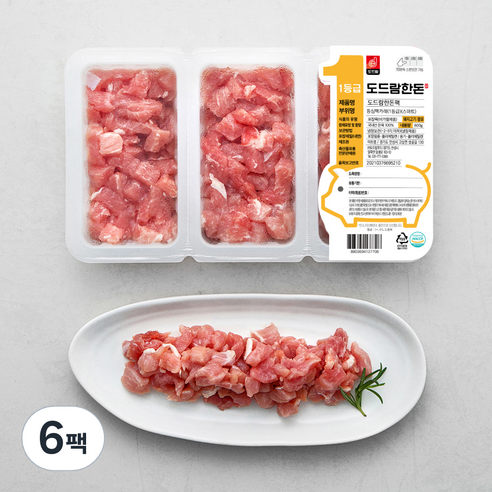 도드람한돈 돼지 등심 스마트팩 1등급 카레용 (냉장), 200g, 6팩