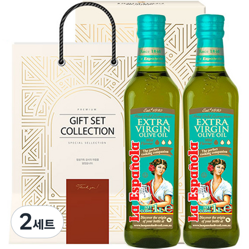 에스파놀라 엑스트라버진 마일드 올리브유 500ml x 2p 선물세트 + 쇼핑백, 2세트