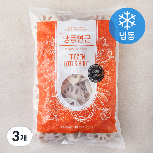 글로벌냉동 베트남산 식품 연근 (냉동), 3개, 1kg