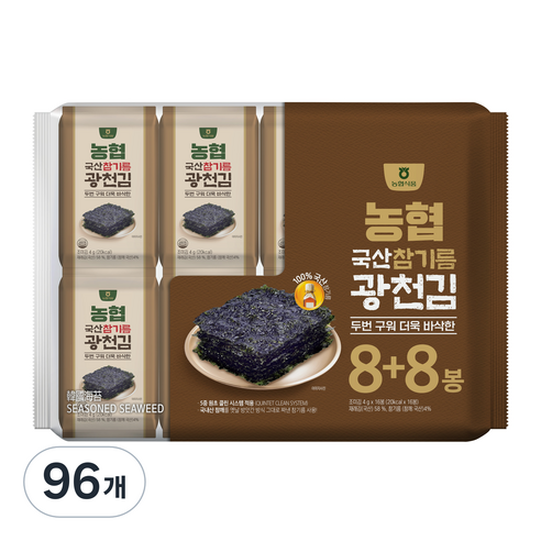 농협 참기름 광천김, 4g, 96개