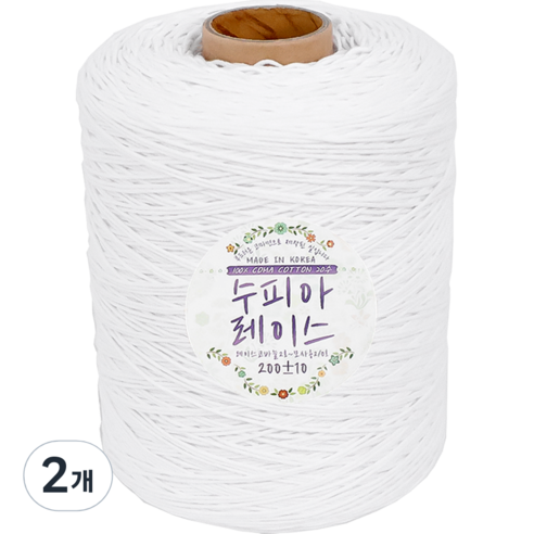 털실나라 수피아 레이스 미니콘 뜨개실 200g, 201 화이트, 2개