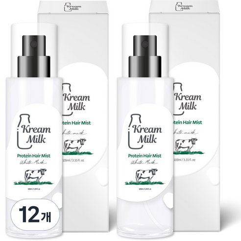 크림밀크 단백질 헤어 미스트 화이트머스크향, 12개, 105ml